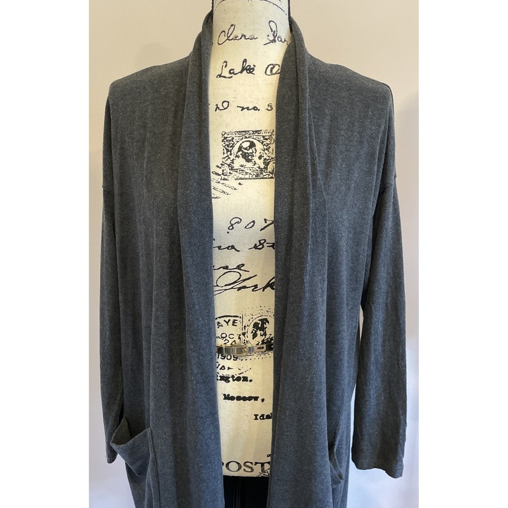 Eileen Fisher 2PC Charcoal Gray Cotton Dress Cardigan Set M Minimalist Lagenlook - Picture 16 of 16